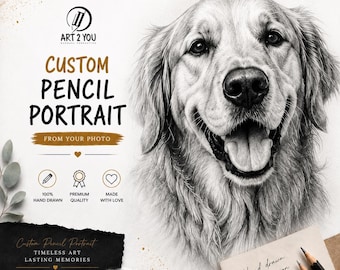 Ritratto personalizzato di cane a matita da foto / Disegno realistico di animale domestico / Regalo commemorativo disegnato a mano