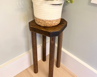 Squared Wood Accent Stool, Plant Stand, Accent Table