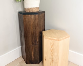 Wooden Pedestal, Plant Stand, Accent Table, Decorative Stool