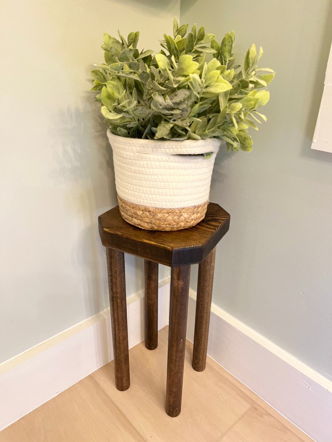 Squared Wood Accent Stool, Plant Stand, Accent Table Etsy