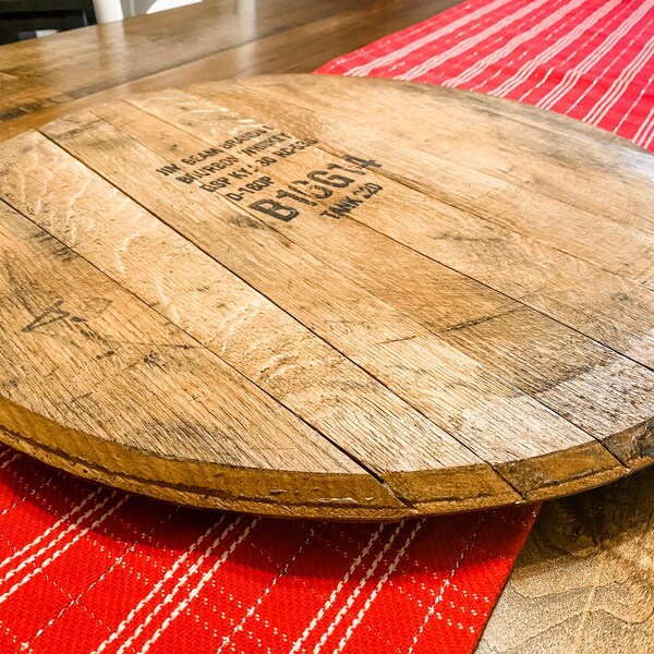 Whisky Barrel Lazy Susan, Reclaimed Wood, Bourbon Barrel