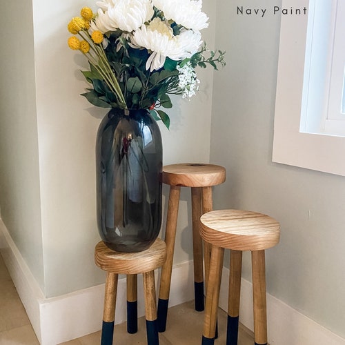 Wood Accent Stool, Wood Plant Stand, Accent Table, End Table