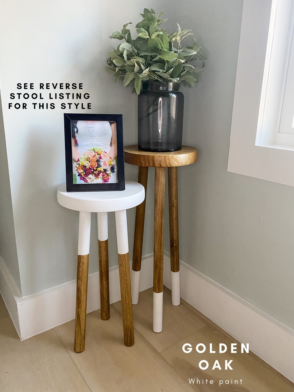 Wood Accent Stool Wood Plant Stand Accent Table End Table Etsy