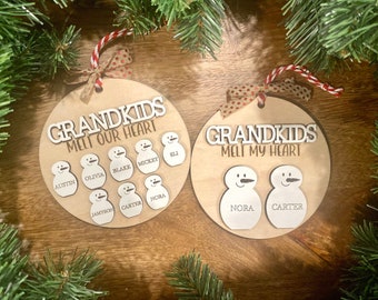 Grandkids Melt Our Heart Ornament, Grandparent Ornament, Personalized Family Ornament, Christmas Ornament, Christmas Gift, Grandparent Gift