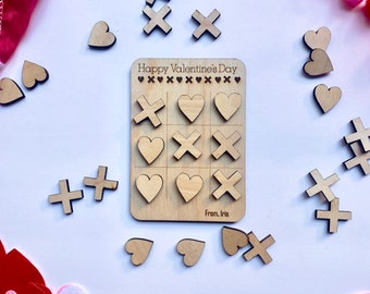 Tic Tac Toe Valentines Gifts, Personalized Classroom Valentines, Wooden Valentine’s Day, Valentines Game