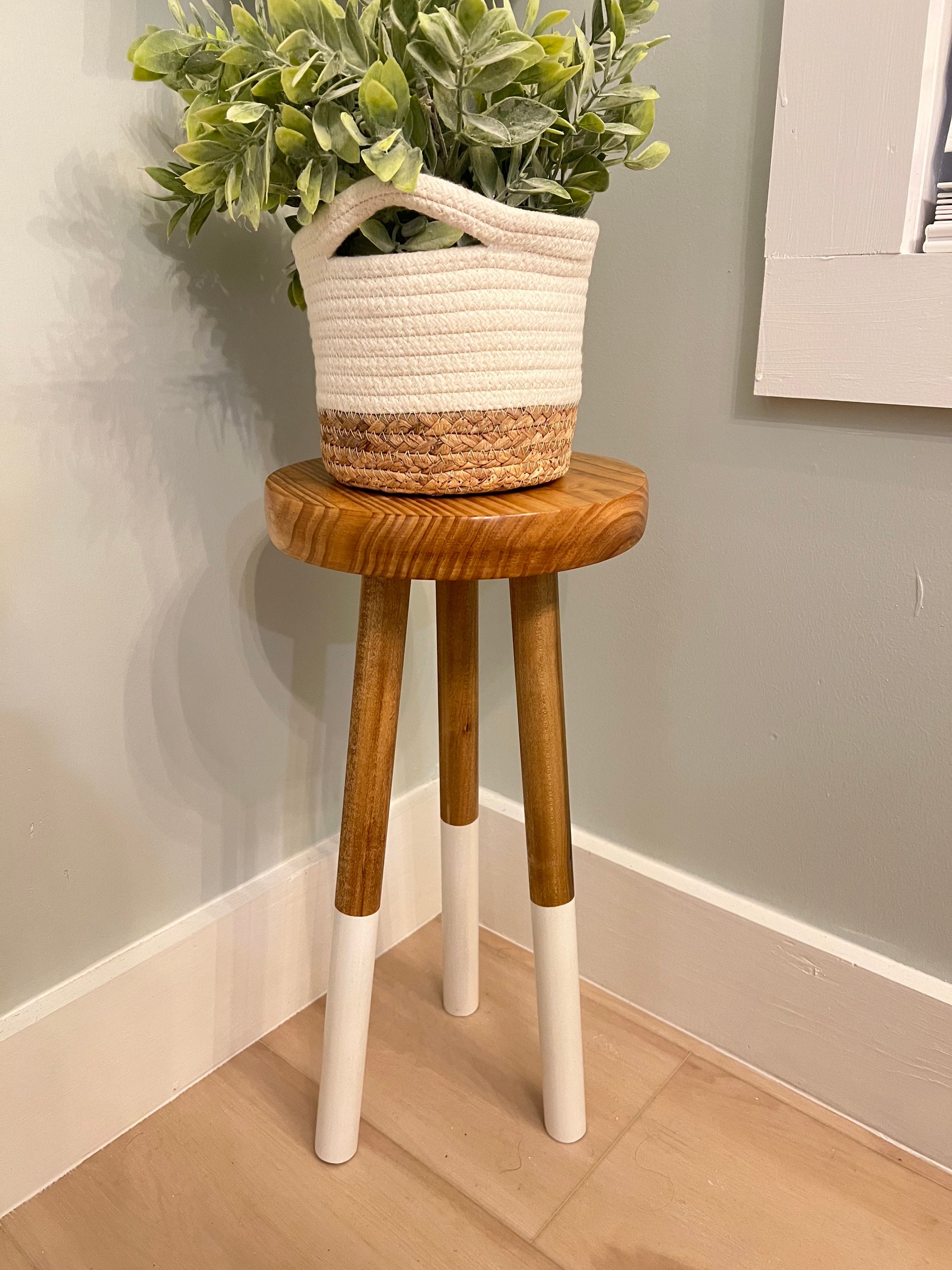 Wood Accent Stool Wood Plant Stand Accent Table End Table Etsy