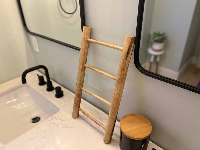 Wooden Decor Ladder Towel Holder Decorative Towel Rack Etsy