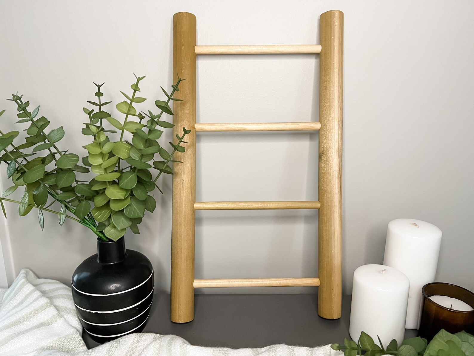 Wooden Decor Ladder Towel Holder Decorative Towel Rack Etsy