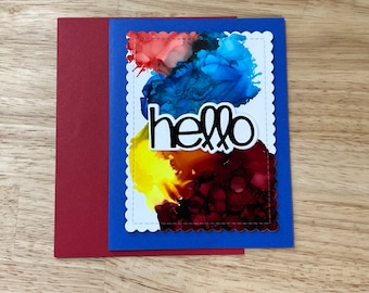 Handmade Hello Greeting Card, Friendship, Thinking of You