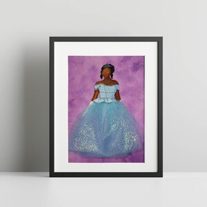 black disney princess purple dress Brandy as Cinderella | Girl Magic Wall Art Print Inspired. Black Owned Art. 5x7 & 8x10 Art Print quinceñera black quince dresses Huntergreen The Multi Color:as seen