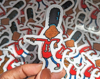 Gerald Johanssen Hey Arnold 90s Vinyl 2x3" Sticker | Journal, Hydro Flask & Calendar Decals, Water Bottle Decorations and Accessories.