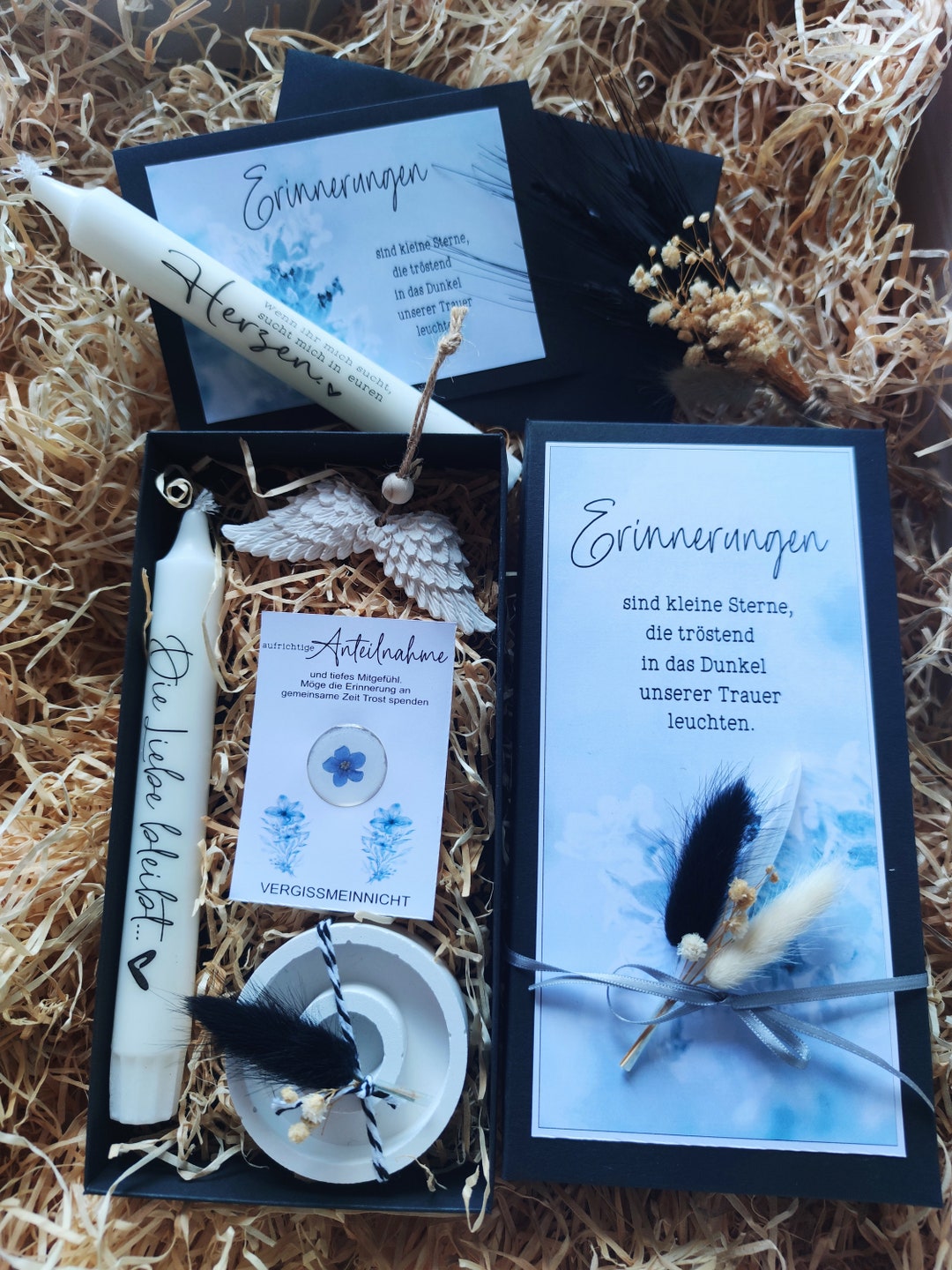 Trauerbox, Trauergeschenk, Beileid, Trostschachtel, Trauerkarte, Trostlicht, Trauerkerze, Stille