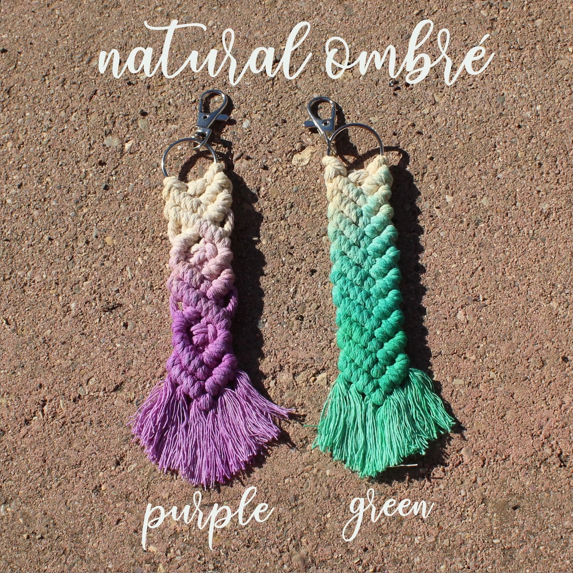 Macrame Keychains Dyed Macrame Keychain Dyed Ombre Macrame Etsy