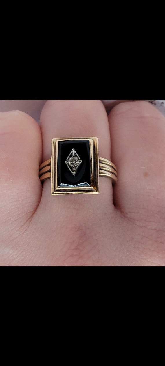 Vintage Onyx and Diamond Ring