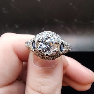 Platinum Diamond and Sapphire Ring