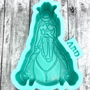 Western Punchy Faceless Cowgirl on Horse Silicone Mold car Freshie, Resin, Cement, Wax, Soap, Aroma Beads