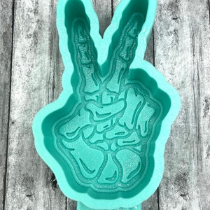 Skeleton Hand Peace Sign Silicone Mold Mould
