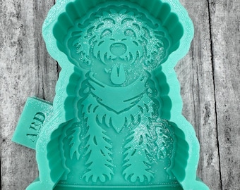 Full Golden Doodle Dog with Scarf Silicone Mold Freshie Mold