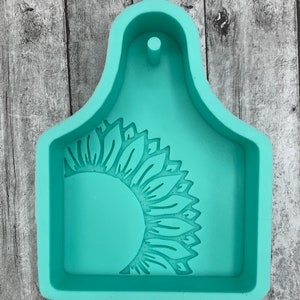 Cow Tag with Sunflower Silicone Mold Mould