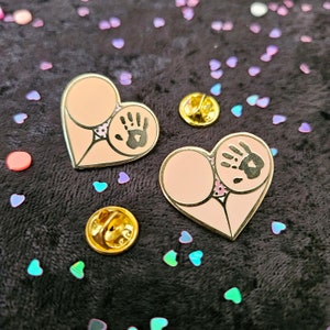 Spanked Handprint Hard Enamel Butt Pin || Heart Shaped Brooch || Body Positive || Cheeky Behavior ||
