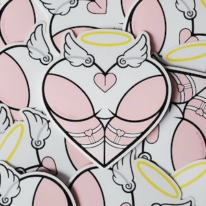 Angelic Ass Heart Shaped Vinyl Butt StickerAdult DecalBody