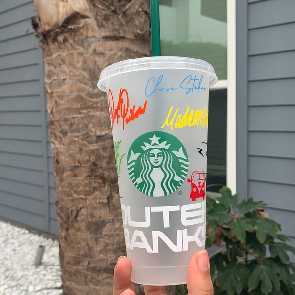Outerbanks Reusable Starbucks Cup, OBX Inspired Starbucks Cup | Netflix, P4L, John B, JJ Maybank, Rudy Pankow, Pouge life