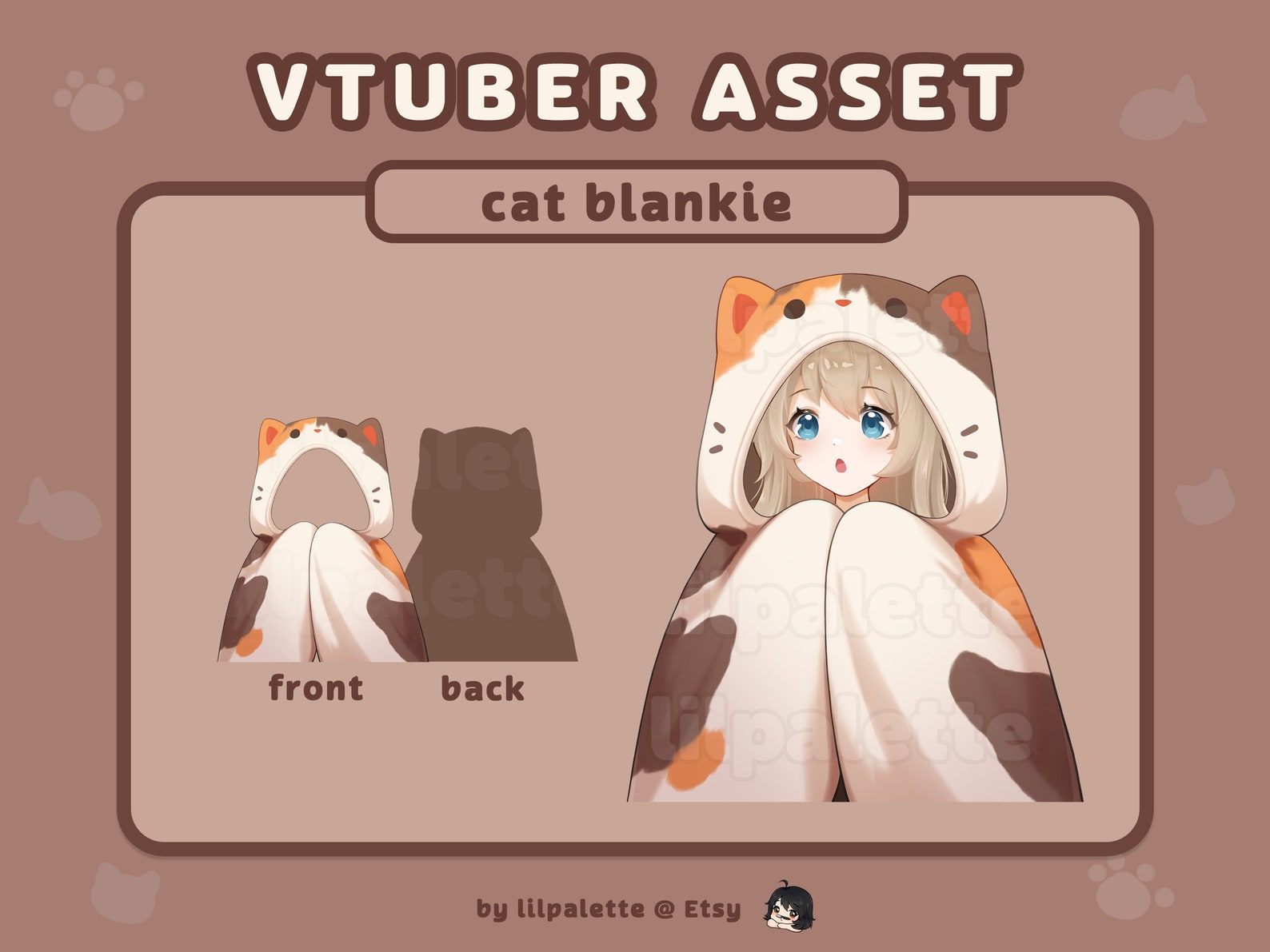 Vtuber Asset Calico Cat Blanket Etsy UK