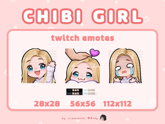 Twitch emotes Boy chibi emotes for streamers Blonde hair /& green eyes