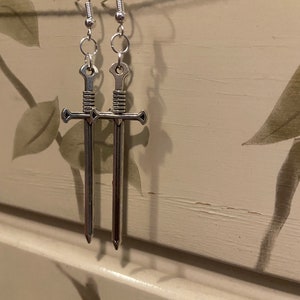 Hypoallergenic Sword Earrings - Handmade Vintage Tibetan Silver