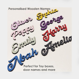 Personalised wooden name sign for Toy Box, Door name, craft words, laser cut words, wooden name, Wedding lettering, Large Sizes Available