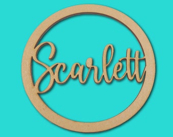 Personalised wooden name hoop, sign, circle, loop, plaque, nursery, decor, wreath