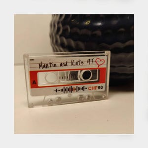 Retro Cassette Keyring with scannable code and personalised cassette label - Mix Tape