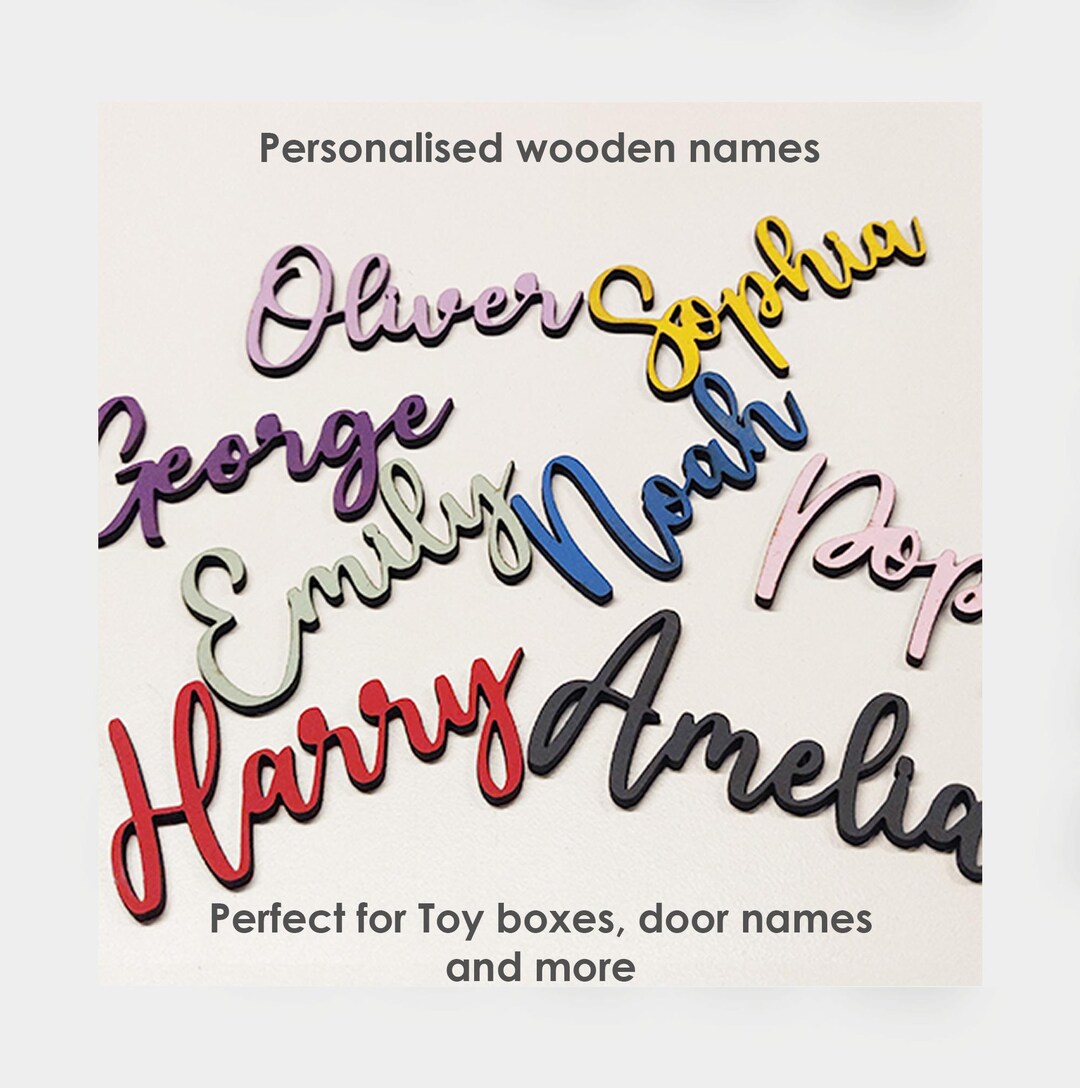 Personalised Wooden Name Sign, Toy Box, Door Name, Craft Words, Laser ...