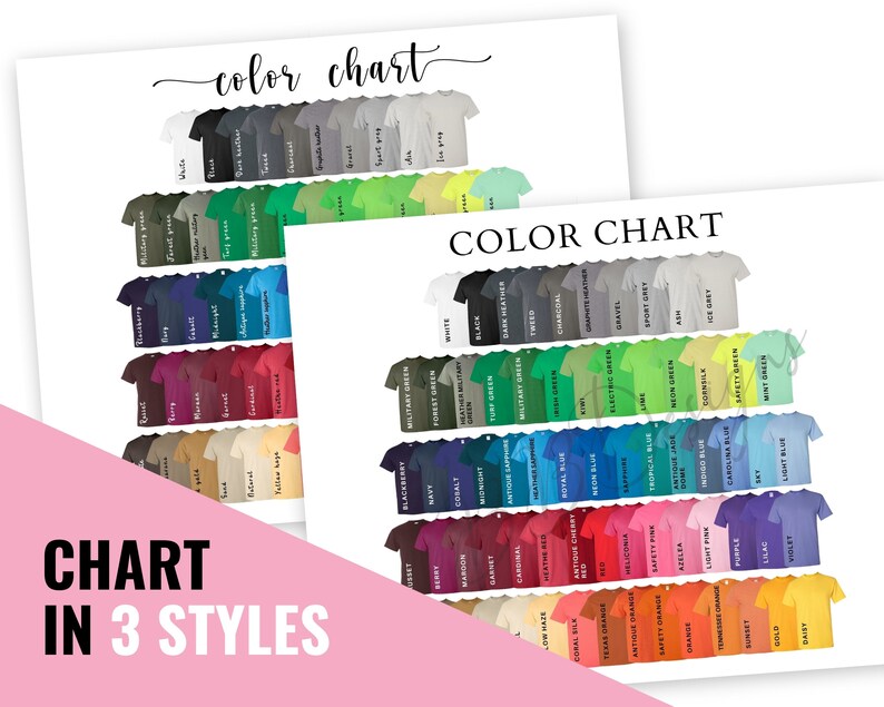Download Gildan 5000 Color Chart Heavy Cotton Shirt All Colors | Etsy