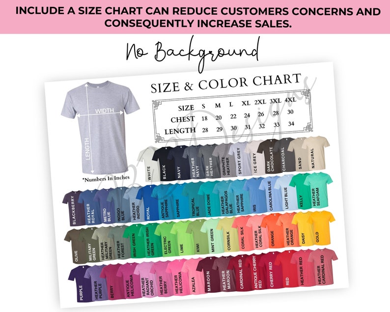 Download Gildan 64000 Size Chart Color Chart ALL COLORS Gildan | Etsy