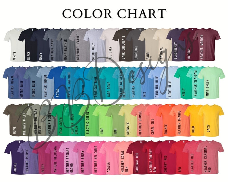 Gildan 64000 Color Chart Softstyle Mockup Shirt Color Chart | Etsy