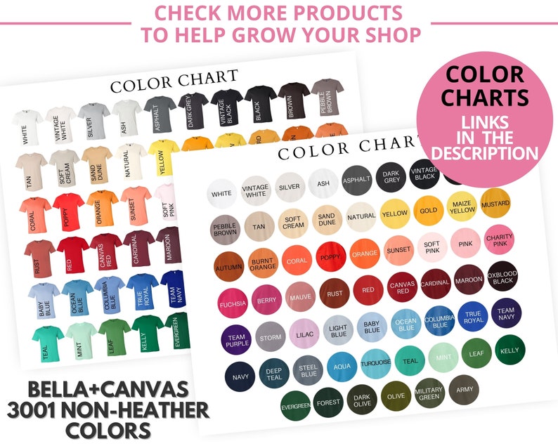 Download Bella Canvas 3001 Heather CVC Color Chart T-Shirt Mockup Flat | Etsy