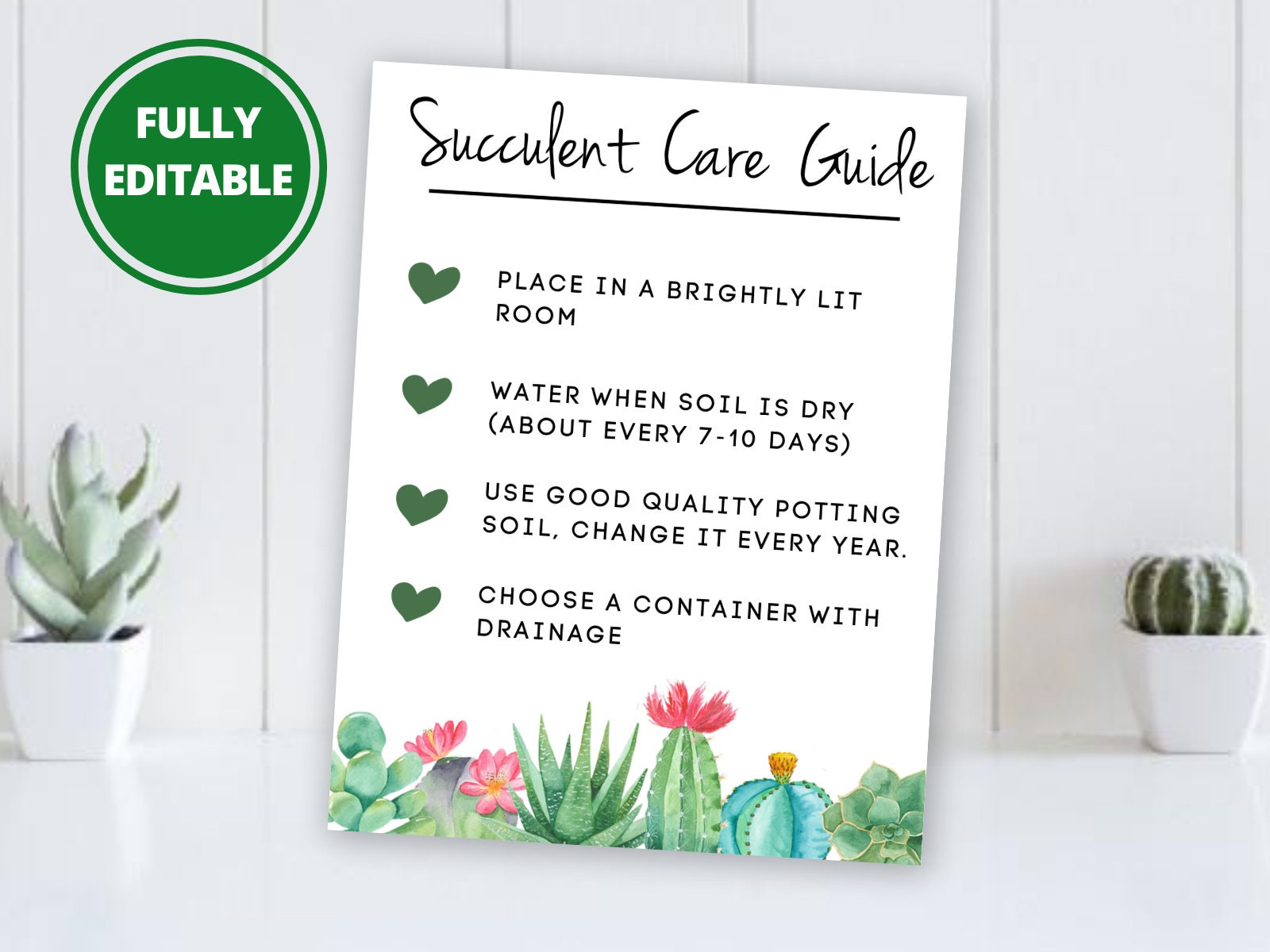 Printable Succulent Care Tag Printable Word Searches
