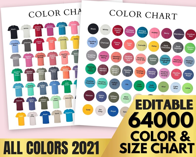 Gildan 64000 Color Chart Softstyle Mockup Shirt Color Chart | Etsy