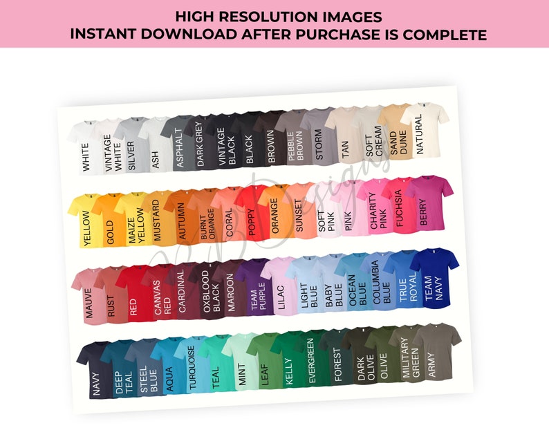 Download Bella Canvas 3001 Color Chart Mockup Bella Canvas Mockup | Etsy