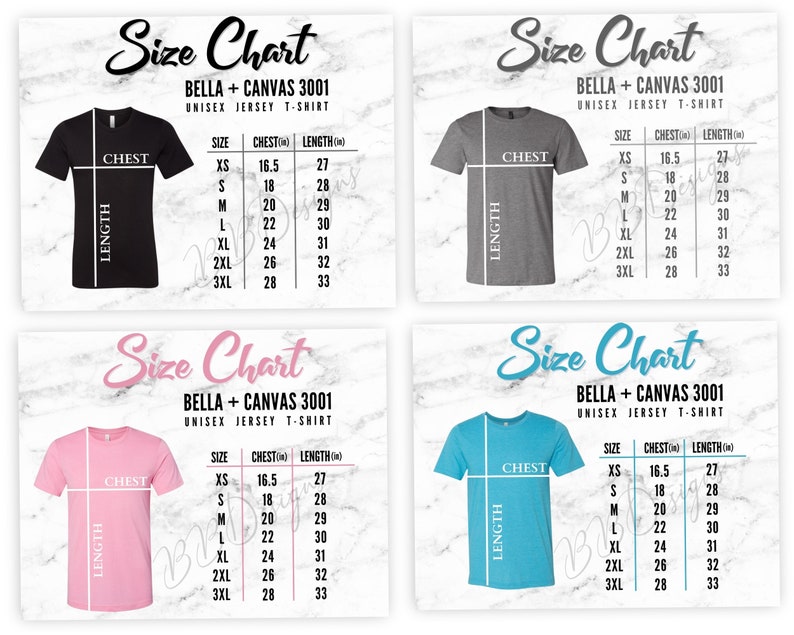 bella & canvas size chart