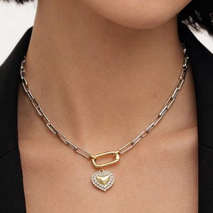 Ciondolo Charm In Argento 925 A Forma Di Cuore - Con Moschettone Per