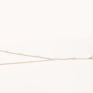 Collier lariat nuptiale de perles d'or, collier long de mariée élégante de perle de mariée en Y, bijoux de mariage simples minimalistes, vraies perles de perle d'eau douce image 9