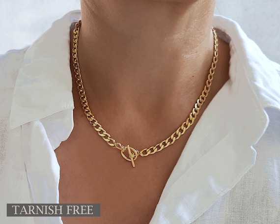 18ct Gold Vermeil Chunky Chain Link T Bar Necklace By MayaH Jewellery |  notonthehighstreet.com