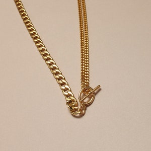 Collier chaîne à bascule en or, tour de cou plat, tour de cou chaîne épaisse avec fermoir barre en T, bijoux résistants à la ternissure image 6