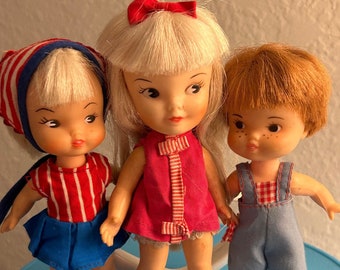1960's Remco Pocketbook Dolls Heidi, Hildy, & Herby - Set of 3