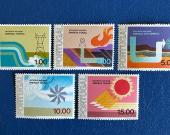 Portugal – Originale Vintage-Briefmarken – 1976 – Energiekreislauf – Nationale Ressourcen – für Sammler, Künstler oder Bastler