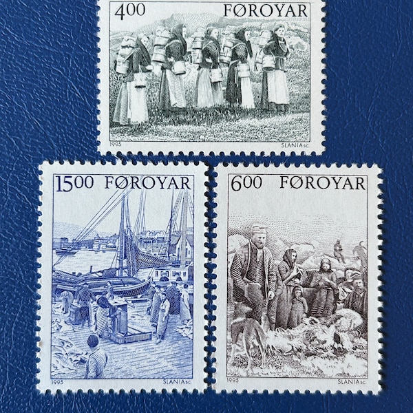 Faroe Islands- Original Vintage Postage Stamps- 1995 - Rural Life Around 1900 - for the collector, artist or crafter