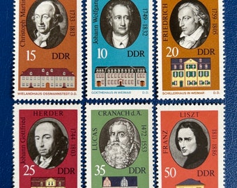 Deutschland (DDR) - Original Vintage Briefmarken - Historische Gedenkstätten in Weimar - für den Sammler, Künstler oder Handwerker