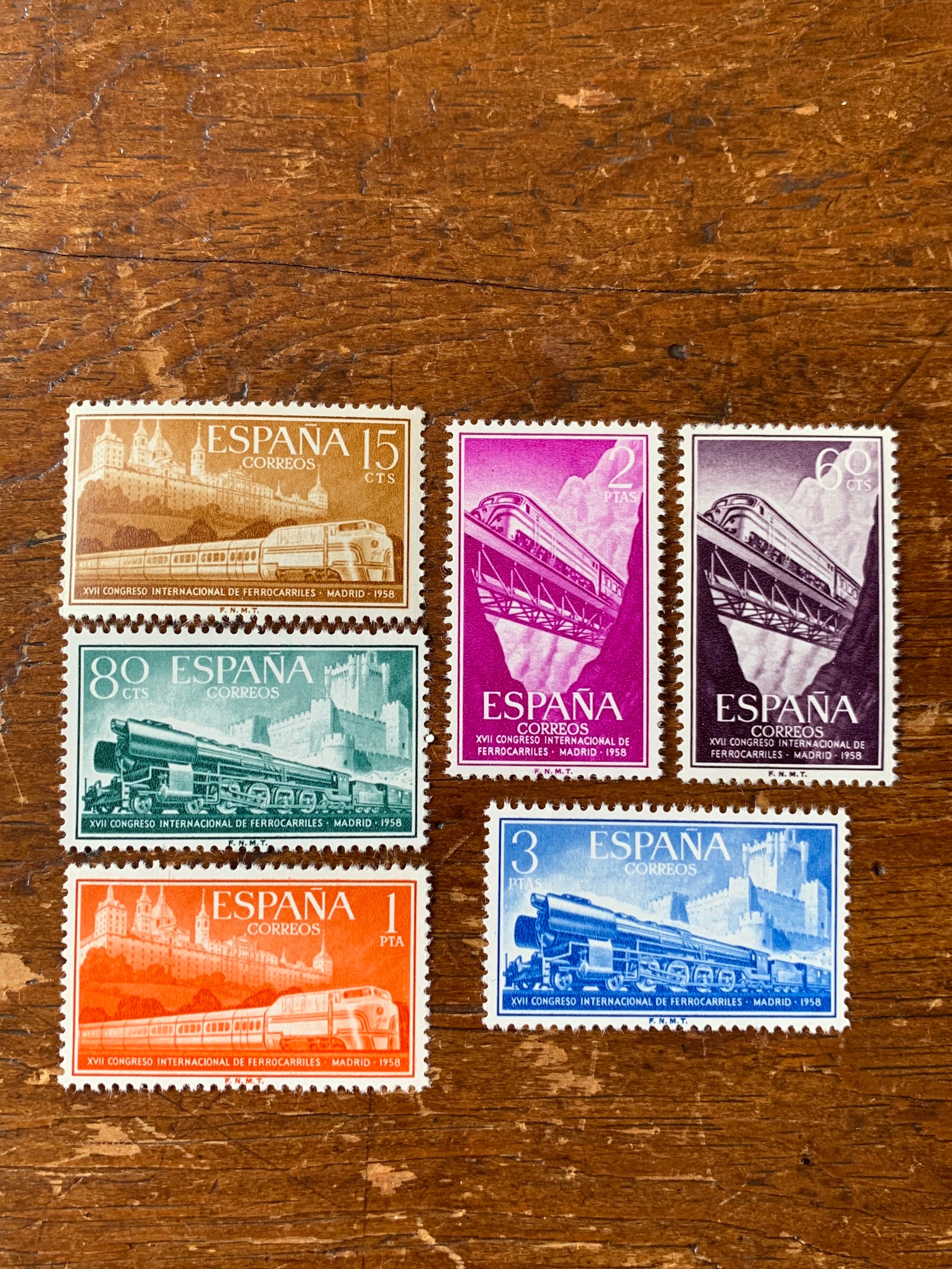6 sellos postales vintage originales España 1959 trenes Etsy